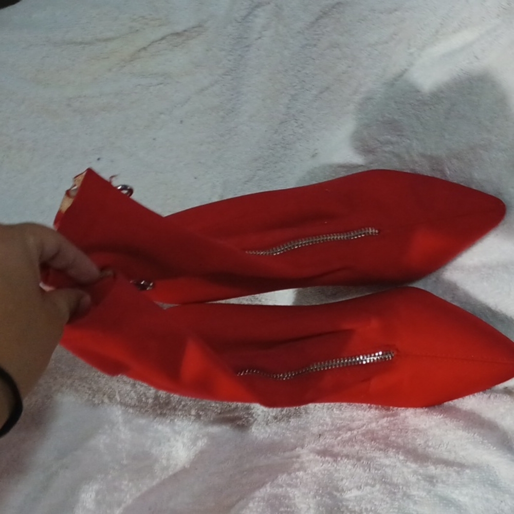 Red heel boots